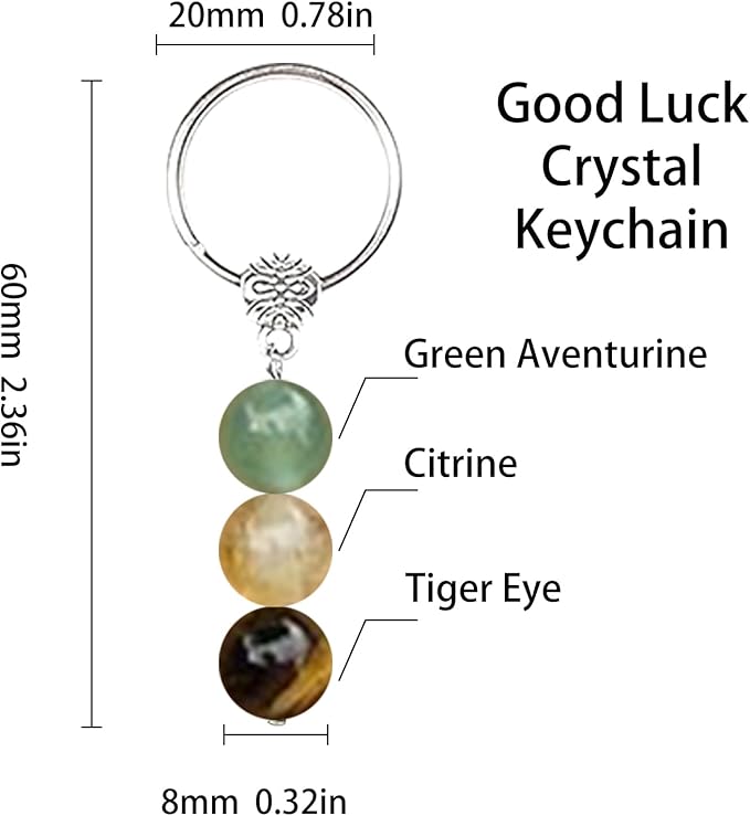 Healing Crystal Keychain Bracelet Set Healing Stones Anxiety Relief Natural Crystal Keychain for Women