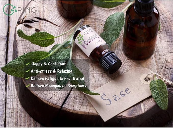 Sandalwood & Clary Sage Essential Oils - 100% Pure Organic Natural Plant Oils for Diffuser, Aroma, Spa, Massage, Yoga, Perfume, 2x10ML
