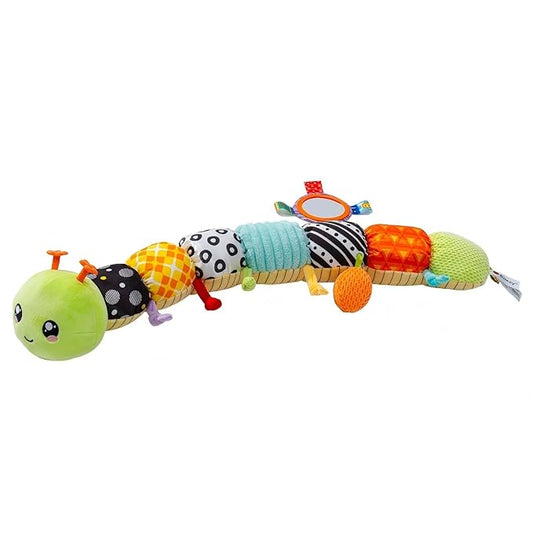 2026 Upgraded Baby Musical Plush Caterpillar Toy - Soft Sensory Toy for 0-12 Months, Tummy Time & Head-Lifting Support with Rattle, Rustling Sounds & Mirror, Ideal Baby Shower Gift