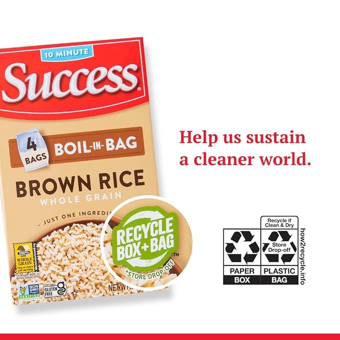Success Boil-in-Bag Rice, Brown Rice, 14-Ounce Box, Pack of 1