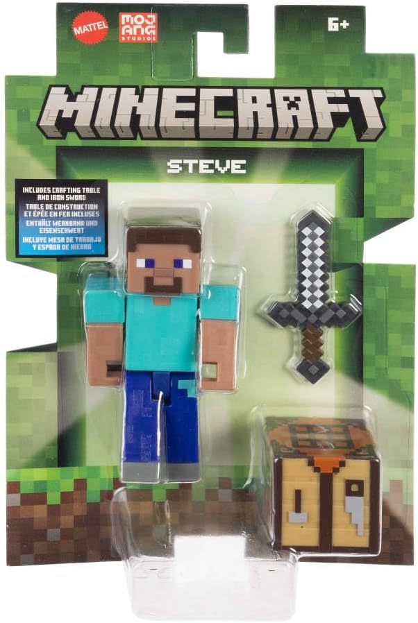 Mattel Minecraft Action Figure & Accessories 2-Pack with Steve in 3.25-inch Scale, Collectible Toy Set