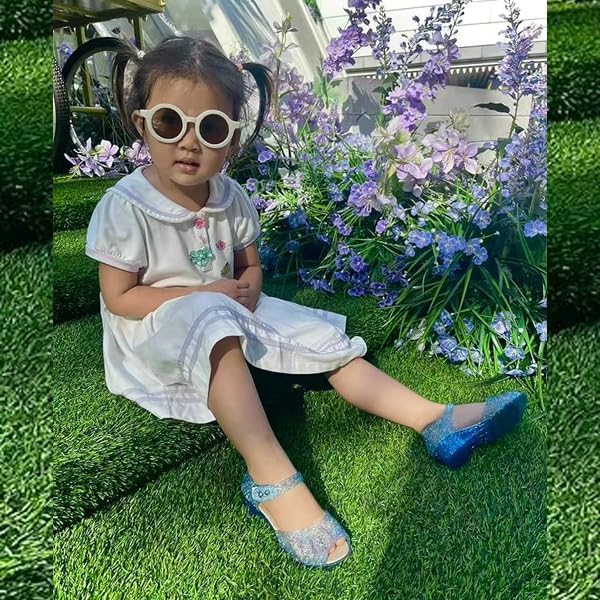 Princess Jelly Flats Shoes Girls Birthday Party Heels Snow Queen Cosplay Costumes Dress Up Sandals for Toddler Little Girls Big Kids
