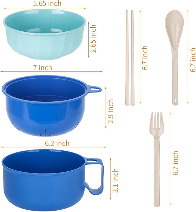 Large Ramen Bowl,40oz Ramen Noodle Bowls Microwavable, Ramen Cooker with strainer, Microwave Pasta Cooker, Gift for College Boys Girls Male Female Dorm Room Essentials Instant Lunch
