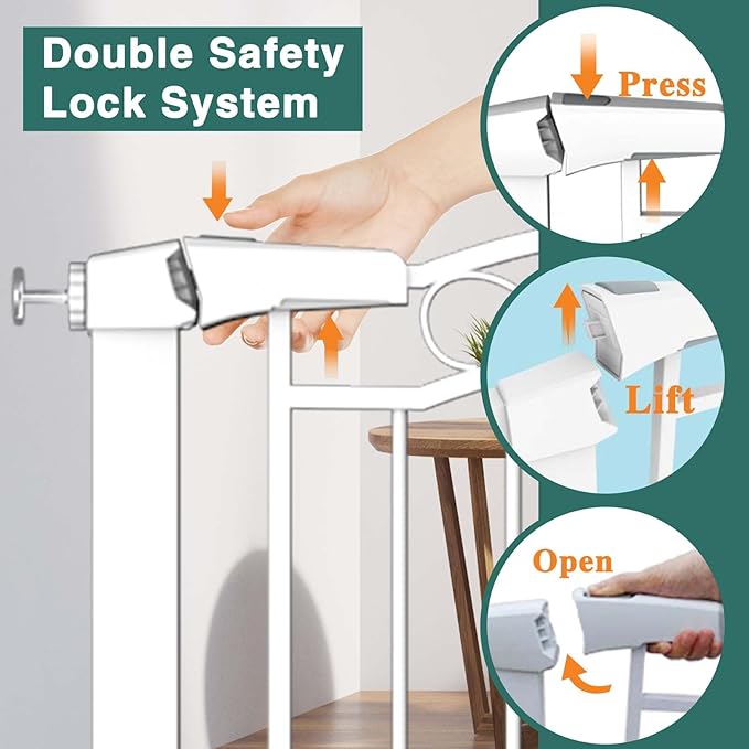 Fairy Baby 57.1"-59.8" Extra Wide Press Mounted Baby Gate Indoor for Kids Or Pets Walk Thru No Drill Long Dog Gates for The House Doorway Child Safety Gate