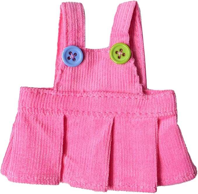 Dress for labubu Dolls (15cm & 17cm Monster Keychain-Macaron/Have a seat/Energy). Clothes Accessories for popmart 6.7" Blind Box. Dress Set for labubu Outfits. (Pink Overall Dress)