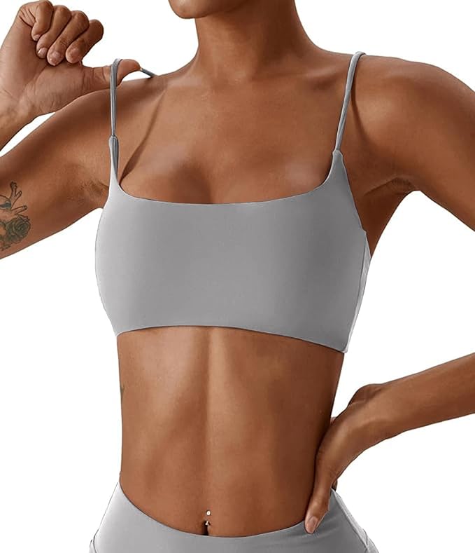 Comper Women's Sports Bras Wirefree Racerback Workout Bras Sexy Thin Straps Yoga Sport Bras with Removable Pads