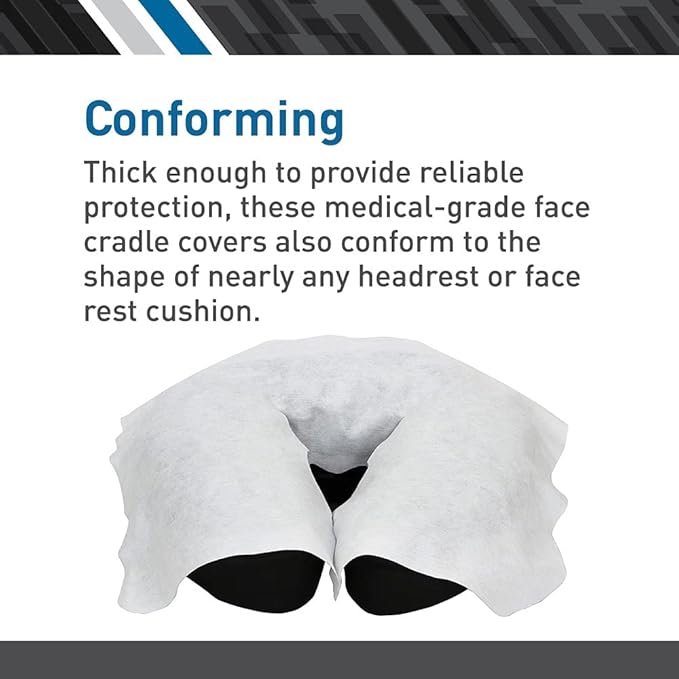 BodyMed Disposable Face Cradle Covers - 2 Pack of 100 Sheets - Medical-Grade, Ultra Soft, Luxurious, Non-Sticking Massage Face Covers/Headrest Covers for Massage Tables & Massage Chairs