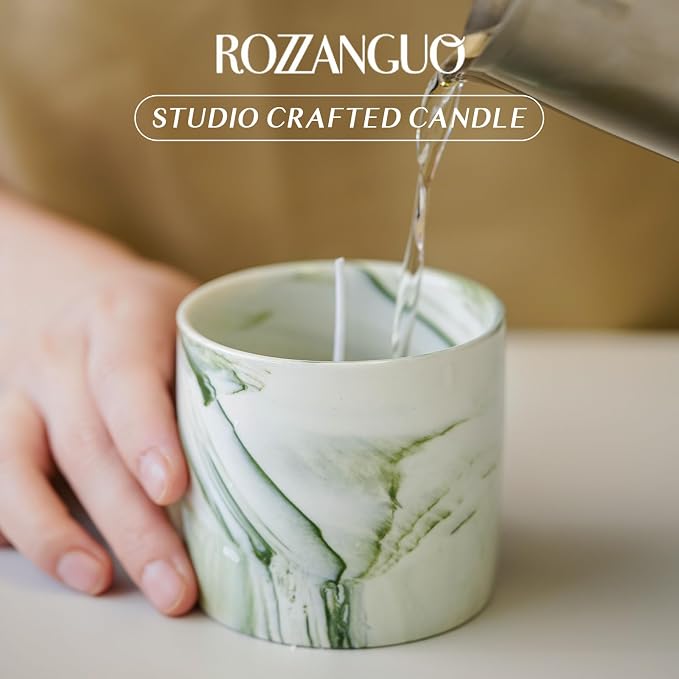 Luxury Marble Jar Scented Candle | Women Men | Non Toxic 100% Natural Coconut & Soy Wax Blend Cotton Wick | Hand Poured Highly Scented Long Lasting (Jasmine & Sandalwood, Oud, 7 Ounces)