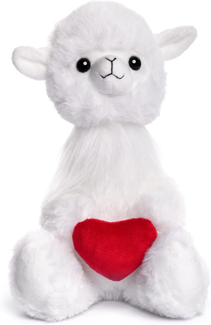 Valentine's Day Stuffed Animal - Llama Stuffed Animal, Llama Plush, 8.5 Inches Tall, Valentines Heart Plushies