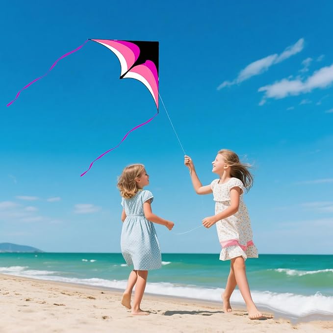 Mint's Colorful Life Delta Kite for Kids & Adults, Extremely Easy to Fly Kite for Beach Trip, Best Kites for Beginners, 300ft String Handle Included