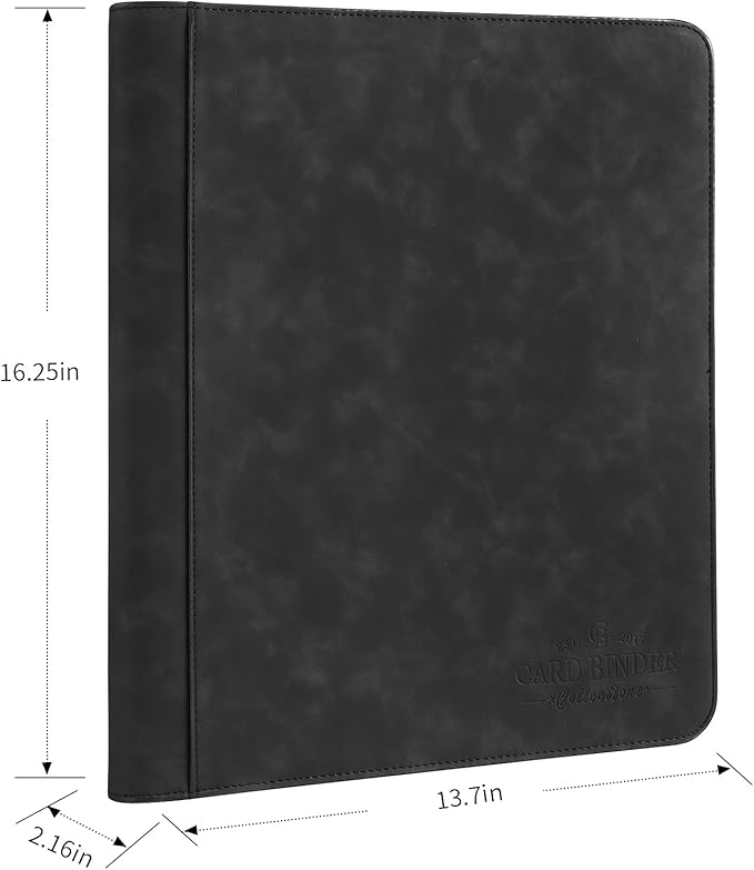 Toploader Binder,Toploader Hard Cases, 9-Pocket Pages Sleeves Hold up 288 Cards.Toploader Card Binder with Sleeves for “3×4” rigid，Card Holder(black)
