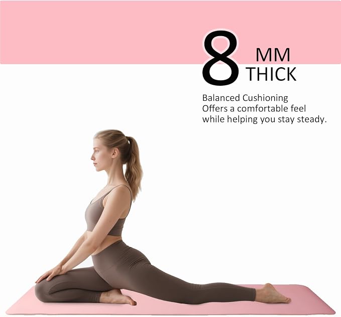 Thick and Wide Yoga Mat 72''x24''/35''(8mm/10mm) for Women and Men, Durable & Cushioned Yoga Mat with Carrying Strap for Pilates, Stretching and Home Workout