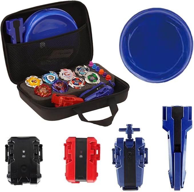 MUSTYBELT Battling Top Burst Gyro Toy Set Toy Gift for Children Boys Ages 6 8 10 12+ Combat Battling Game 12 Burst Spinning Tops 2 Two Way Launchers Grip Starter (BOZE-BX8)