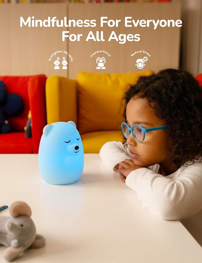 Breathing Pal 'Ted'- Mindfulness Breathing Light, Guided Visual Meditation Breathing Light, Anxiety Relief Items for Calm Down Corner/Meditation/Sleep for Adult&Kid