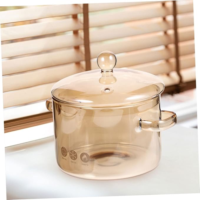 Heat Resistant Borosilicate Glass Stew Pot with Lid Kitchen Cookware for Cooking Stewing Capacity for Home Use Energy Efficient Design
