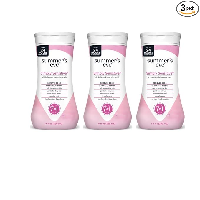 Summers Eve Cleansing Wash, for Sensitive Skin, Simply Sensitive 9 Oz (Pack of 3)