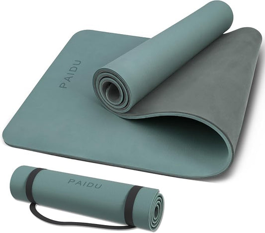 PAIDU Yoga Mat Non Slip Anti-tear,extra thick-2/5 inch（10MM）High Resiliency Professional POE Yoga Mats for Women Men Kids,72"x24"inch,Workout, Yoga, Pilates and Floor Exercise, with Carrier Strap