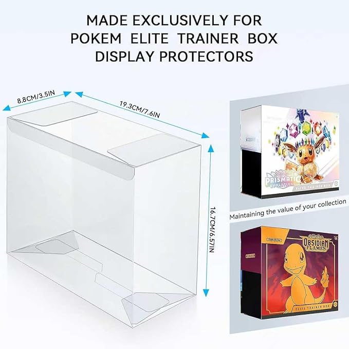 【30 Pcs】 PKMN ETB Protector Case, Elite Trainer Box Protector, ETB Box Plastic Display Case-Compatible with Elite Trainer Boxes, 0.5mm Thick, Scratch-Resistant Material