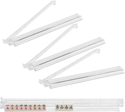4 PCS Mahjong All-in-One Tile Rack & Pusher,Clear Majiang Tile Racks,Modern Mahjong Racks with Built-in Pushers
