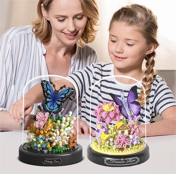530 PCS Micro Brick Flower Butterfly Bouquet Building Sets, Animals Botanical Collection Blocks Model for Adult Toys,Home Decor and Office Art Creative Gift Women, Mom,Girl - Valentine’s Day Gift