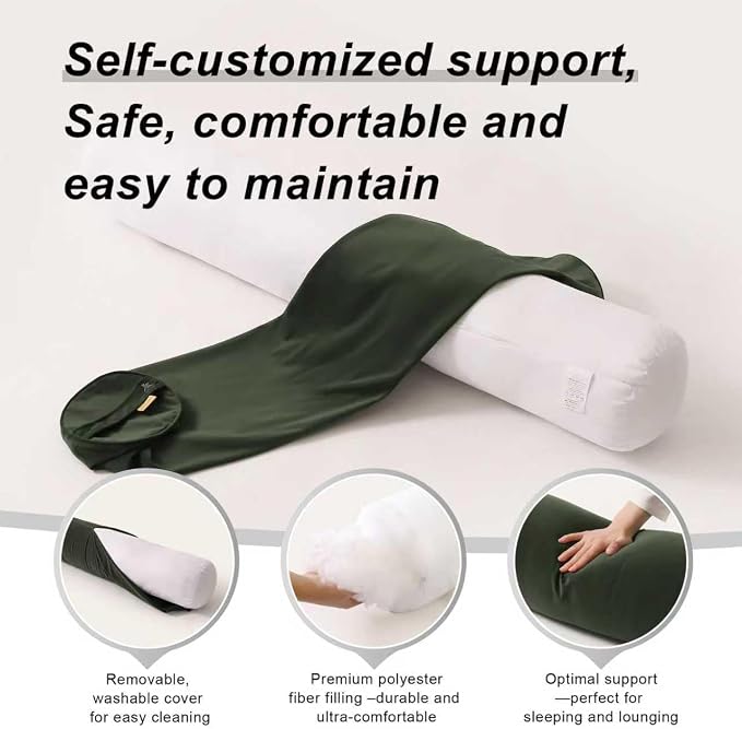 Body Pillow for Adults,Long Round Pillow,Big Cylindrical Pillow,Large Full Bolster Pillows for Side Sleepers (Jade Green, 39.37"*7.87")