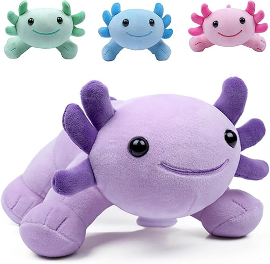 Axolotl Plush Toy, 10.8” Soft Cute Axolotl Stuffed Cotton Plush Pillow Kawaii Salamander Animal for Boys Girls Kids Gift (Purple)