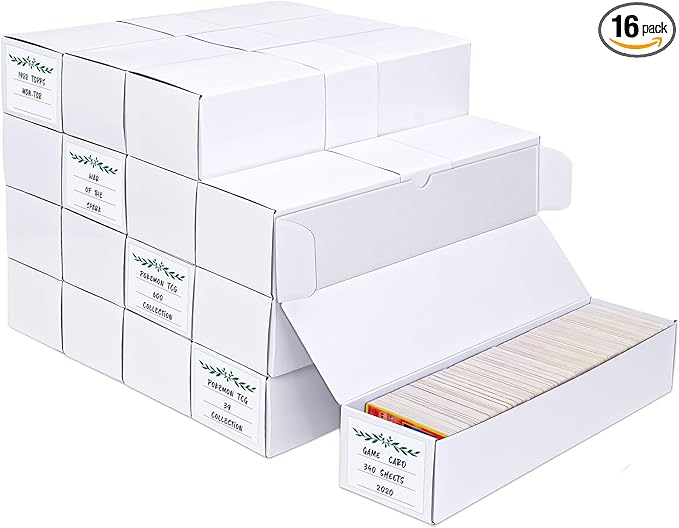 Trading Card Storage Box, 16 Pack Cardboard Card Organizer for Sports, Baseball, MTG & Game Cards – Horizontal Trading Card Storage Holds 12,000+ Cards