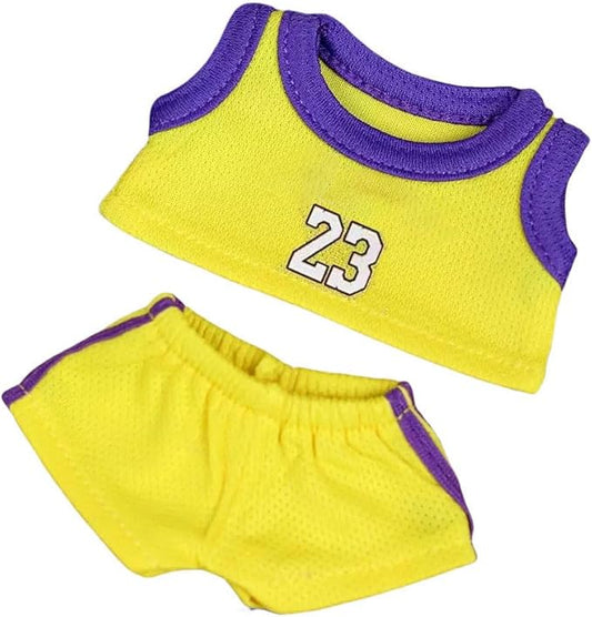 17cm Doll Rabbit Bunny Clothes, Cool Sports Basketball Football Theme T-Shirts Shorts Suit, Soccer-Inspired Athletic Uniform Outfit for Dress Up, Doll Costume Cosplay Fashion Dresses -NO.23