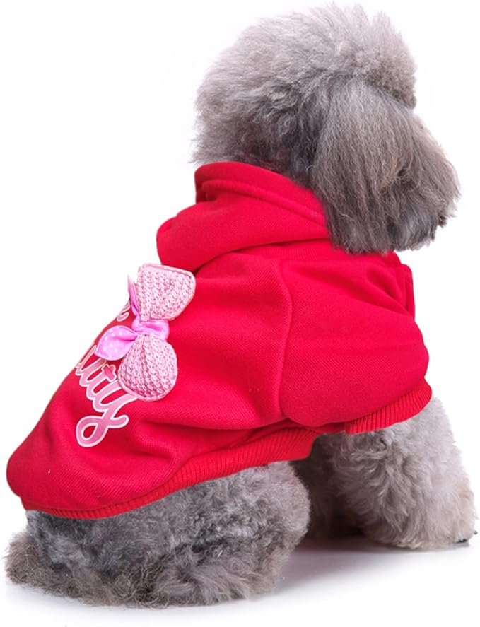 Jecikelon Winter Dog Hoodie Sweatshirts Warm Clothes for Small Dogs Chihuahua Coat Puppy Clothing Cat Custume (XX-Small, Y01-Red)