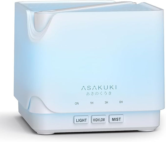 ASAKUKI Essential Oil Diffuser for Home, Large 700 ml Humidifier | Automatic Shut-Off, Quiet Aromatherapy Diffuser with 7 LED Lights for Living Room, Kitchen, Bedroom, Hotel - Pure White
