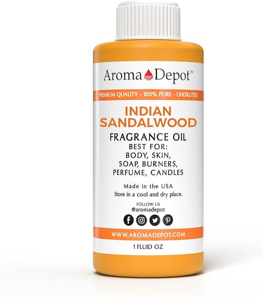 Indian Sandalwood Perfume/Body Oil Our Interpretation, Premium Quality Uncut Fragrance Oil (1 Ounce Plastic)