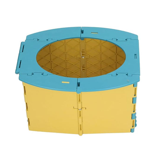 Portable Toddler Toilet, Lightweight Foldable Baby Potty with Cleaning Bag, Easy to Carry and Store, Good for Training Camping Travel (Blue Yellow)