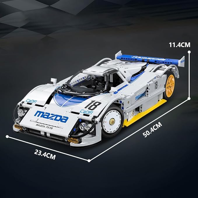 CaDA C63007W Mazda 787B Racing Car Building Blocks,1797 PCS 1:10 Licensed Supercar Technik Model Set with Rotary Engine Simulation