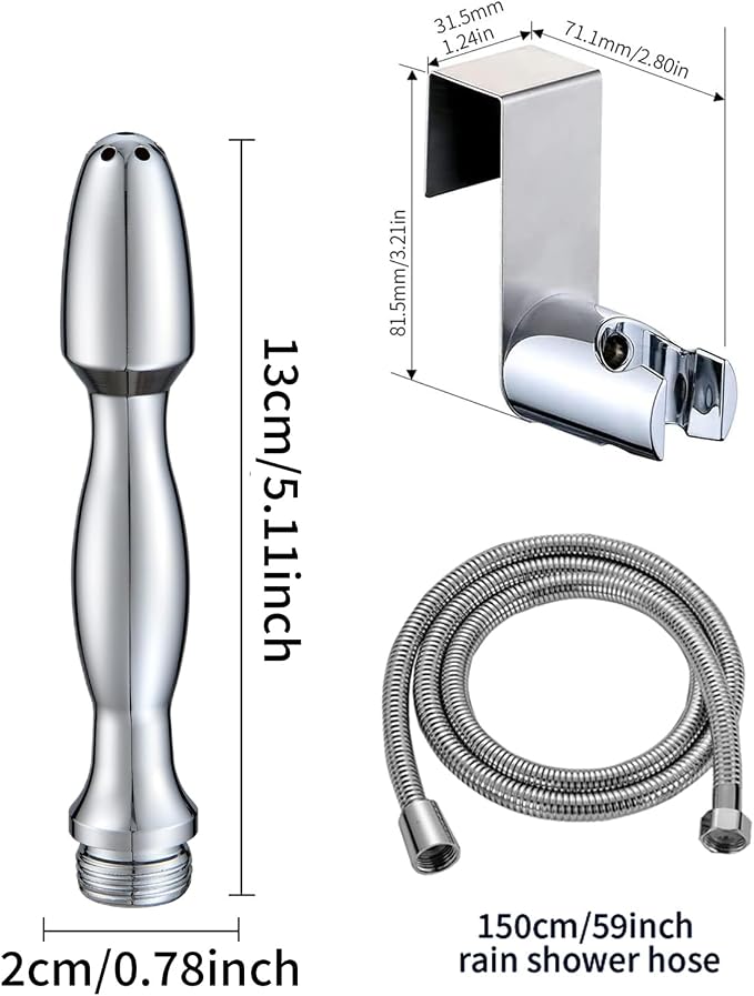 Shower Douche Enema Kit,7 Holes Deep Shower Douche Cleaning System with Hooks,Regulator and 59inch Hose