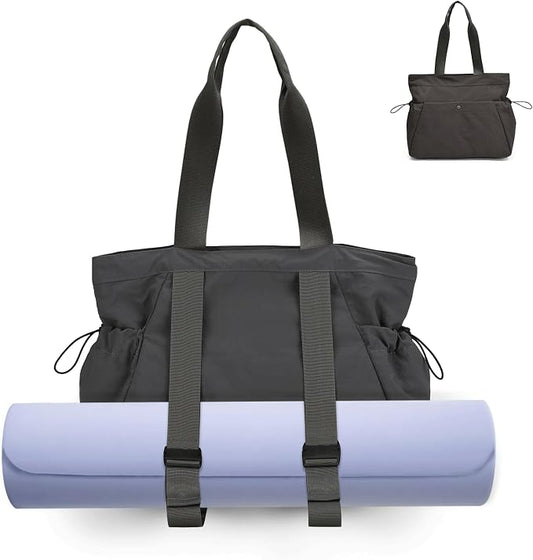 Yoga Bags for Women Gym Tote Bag with Adjustable Mat Holder Yoga Mat Carrier Shoulder Bags for Workout Pilates Travel Beach Work Shop