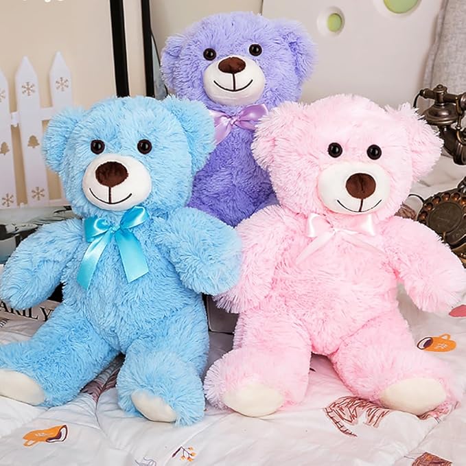 Teddy Bear Stuffed Animal, 12inch Teddy Bear Plush Toy, Birthday Valentine's Day Xmas Gifts for Kids Boys Girls Friends (B-Purple)