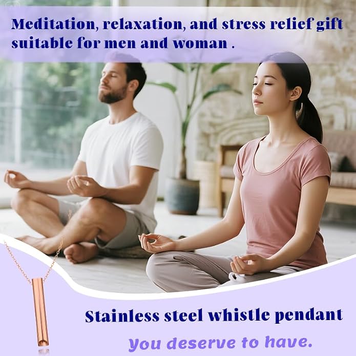 Mindful Breathe Necklace for Men Women Quit Smoking Breathe Whistle Pendant Stress Relief Necklace Anxiety Relief Gift
