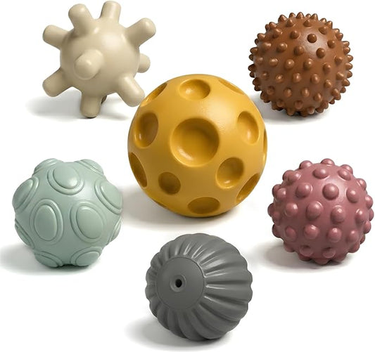 Sensory Balls for Babies 6-12 Months, 6PCS Textured Ball Set | BPA-Free, Soft Infant Toy for Baby Development, Tummy Time, Fine Motor Skills, Early Learning Gift for Baby