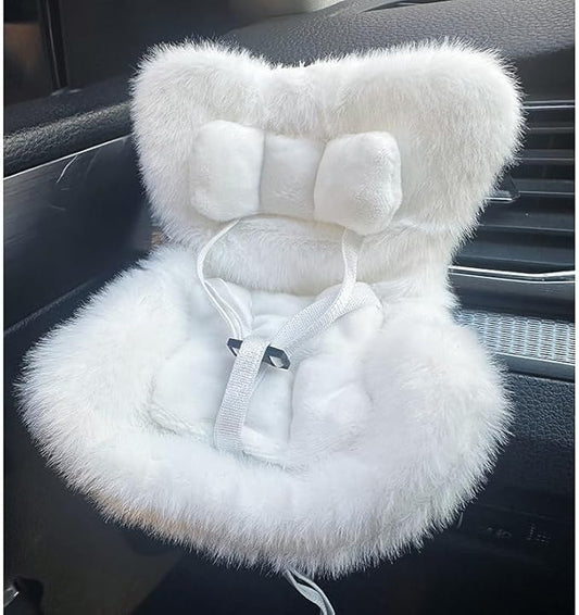 Doll Car Seat for 17cm Dolls with Air Vent Clip and Desktop Stand, Cute and Functional Car Ornament for Blind Box Doll Fans, Collectors (White)