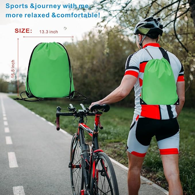 Drawstring Backpack Bulk 40Pcs Draw String Backpack Bags DIY Gym Sports Traveling Yoga Cinch Bag Sackpack Drawstring (green)