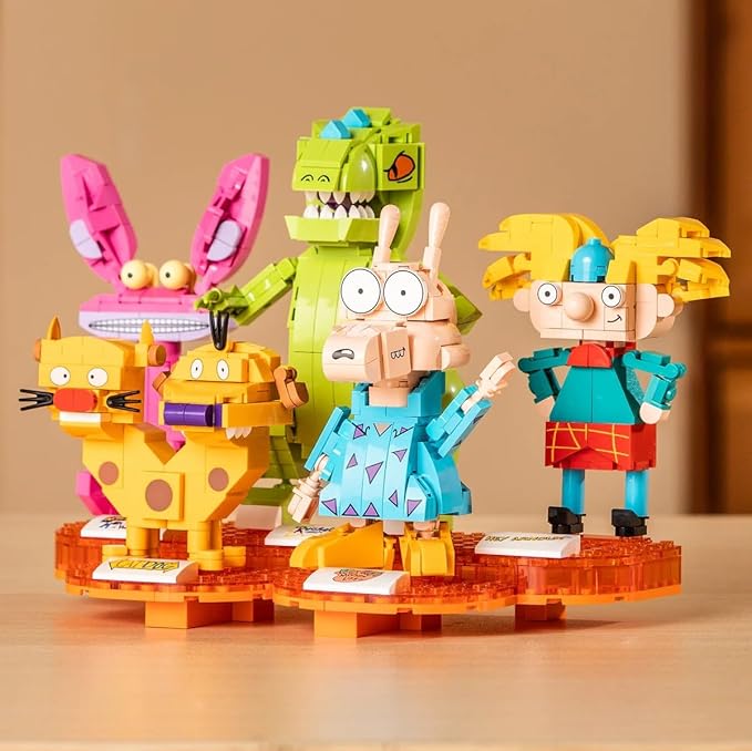Brickcraft Nickelodeon 90s Brick Building Set 833-Piece Kit to Build Reptar, Arnold, Catdog, Ickis, Rocko Posable Figures for Display & Play Retro Holiday for Kids & Collectors Ages 12+