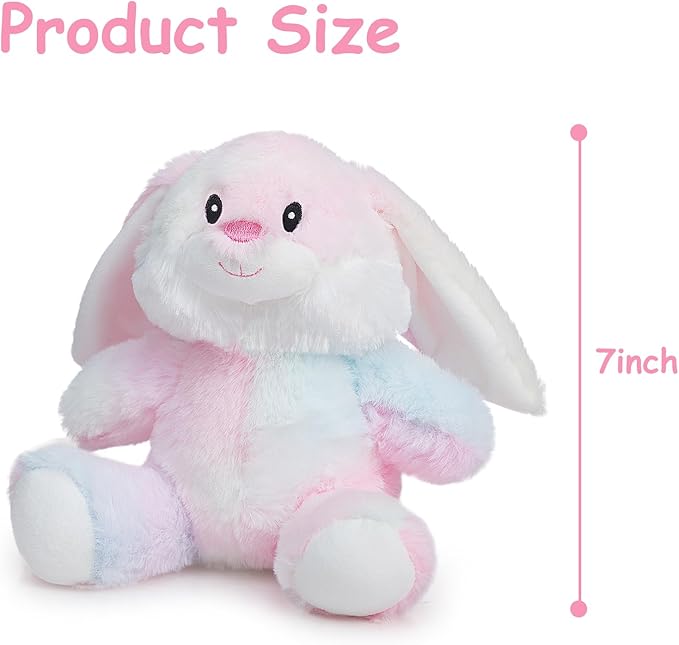 HollyHOME Bunny Stuffed Animal, Easter Bunny Plush Toys, Soft and Cuddly Stuffed Rabbit Easter Gift for Kids Baby Girls 7inch Rainbow
