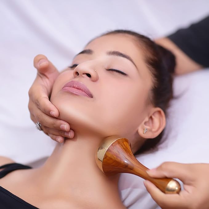 Kansa Wand Face & Body Massager, Bronze Wand with Wooden Handle, Detoxification & Deep Relaxation, Manual Massage Wand, Home Use