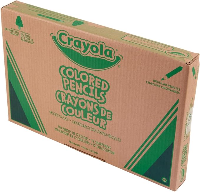 Crayola Colored Pencils Classpack (240ct), Bulk Colored Pencils for Kids, 12 Colors, Coloring Supplies, Must Have Teacher Classroom Essentials for School