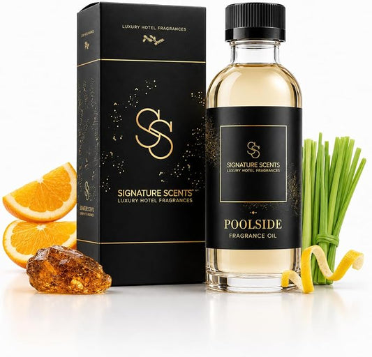 Signature Scents - Luxury Hotel Fragrances - Hotel Fragrance Oil - Diffuser Oil Blends for Aromatherapy (Poolside) 4.05 Fl Oz (120ml)