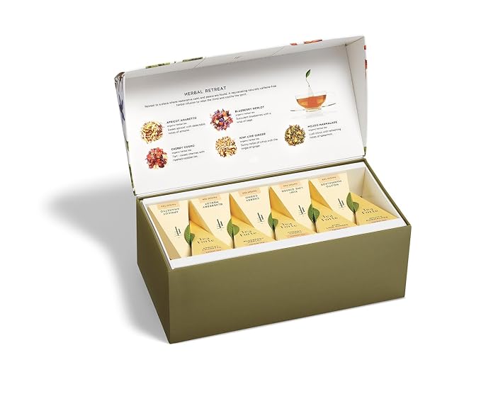Tea Forte Premium Presentation Box Gift Set Sampler, 20 Count, Assorted Blends Individually Wrapped Handcrafted Pyramid Infuser Bags, Herbal Retreat Tea