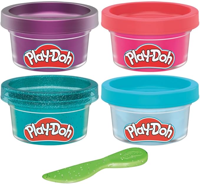 Hasbro Play-Doh Dino Mini Color 4-Pack of Modeling Compound with Glitter and Metallic Colors, 1-Ounce Cans, Non-Toxic