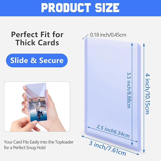 DEDC 20 Top Loader Thick Card Load Holder Storage for Trading Cards Sports Sleeves Hard Plastic 180 Point Protective Toploaders 3"x4" Rigid Memorabilia Collectibles