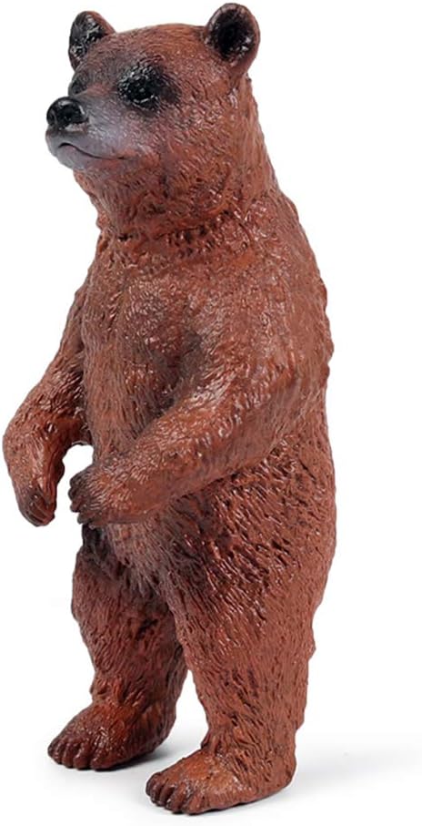 Grizzly Bear Toys Figurines, Plastic Forset Animals Bear Figures for Kids, Realistic Woodland Creature Party Supplies Cake Toppers, Pack of 3