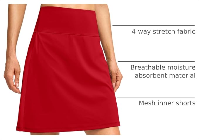 G Gradual 19" Skorts for Woman with Pockets High Waist Golf Skirt | Lightweight, Stretchy, Breathable, Tummy Control, Built-in Shorts, Athletic, Tennis, Pickleball, Casual Summer